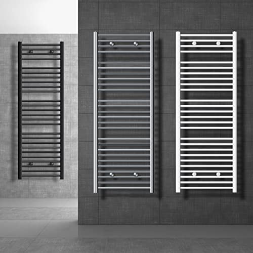 ECD Germany Sèche-Serviettes Design Sahara - 600 x 1800 mm - Blanc - Connexion Latéral - Forme Droit - avec Kit Montage Mural - Radiateur Sèche Serviette pour Salle de Bain