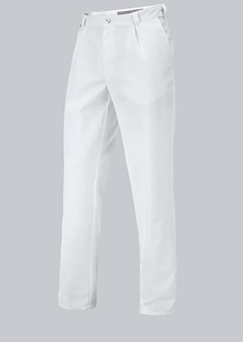 BP Med Trousers 1359-130-21 - Pantaloni da Uomo con Pieghe in Vita in Puro Cotone, vestibilità Lunga, 54 l, Colore: Bianco