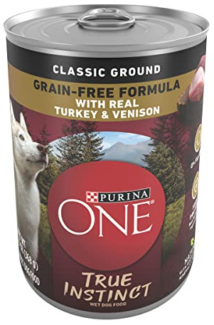 Purina ONE Wet Dog Food True Instinct Classic Ground Grain-Free Formula With Real Turkey And Venison High Protein Wet Dog Food - (Pack of 12) 13 oz. Cans