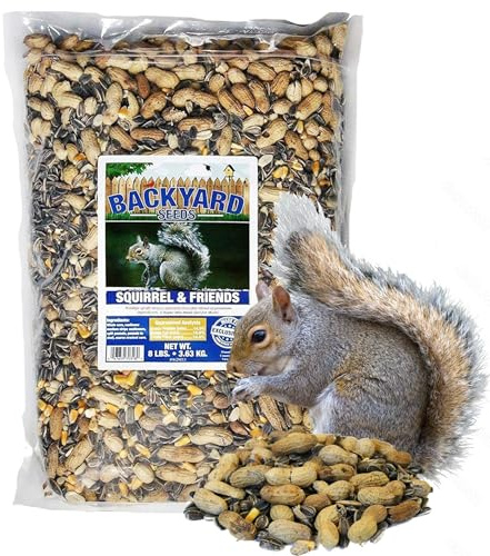 CountryMax Backyard Seeds Squirrel & Chipmunk Food Mix – 8 lb Bag – Premium Wildlife Blend with Sunflower Seeds, Peanuts & Corn – Ideal for Squirrels, Chipmunks, Rabbits & Backyard Birds​