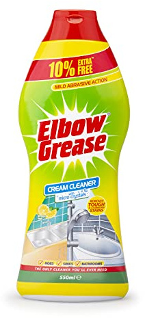 Elbow Grease Cream Cleaner With Micro Crystals For Kitchens And Bathrooms 550 Ml, Yellow, Lemon, 1 Pack