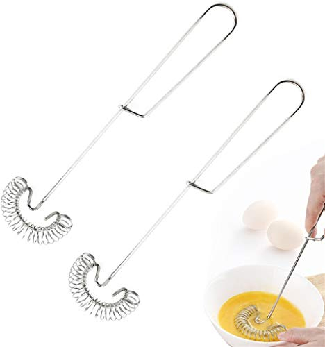 Fouet, Batteur Manuel, Mélangeur À Oeufs en Acier Inoxydable À Spirale À Ressort avec Mélangeur À Oeufs Crème Et Nouille