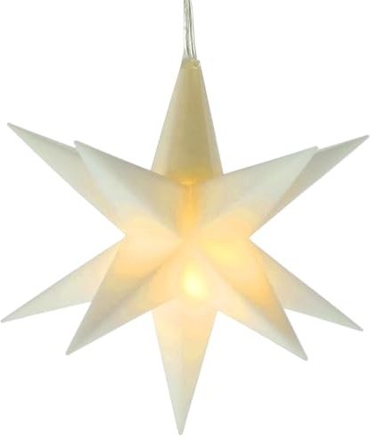 Spetebo LED Weihnachtsstern 3D warm weiß 12 cm mit Timer - weiß - Deko Leuchtstern Batterie betrieben für Außen und Innen - Stern Fensterdeko Weihnachten Advent Winter Garten Deko Leuchte Outdoor