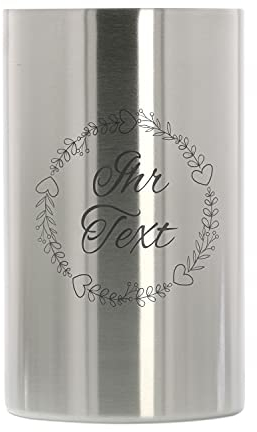 Personaliserter Weinkühler mit Gravur – Hochzeitsdesign – doppelwandiger Edelstahl Weinkühler, Sektkühler & Champagnerkühler – Geschenkidee für Weinliebhaber (18 x 12 cm) – STEMPEL-FABRIK