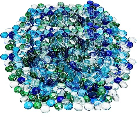 Hiziwimi 3600g Glasnuggets Bunt, 800 Stück, 17-20MM glas muggelsteine, flachen Stein Perlen, Glassteine Deko für vasen, Garten Topf Deko, Kunsthandwerk Vase Füllung