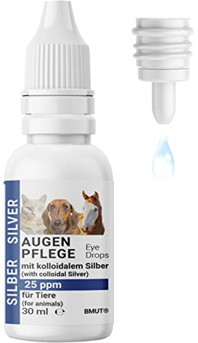 BMUT 1x 30ml Augentropfen für Hunde & Katzen mit kolloidalem Silber – 25 ppm – Augenpflege – Juckreiz, Reizung, Tränenflecken