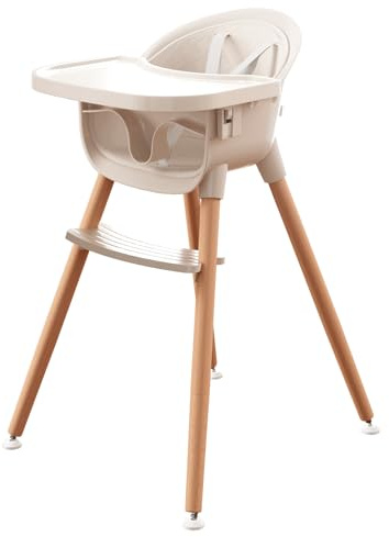 Fodoss 3-in-1 Wooden High Chair for Babies and Toddlers,Convertible Easy Clean Infant Highchair,Modern Design Silla para Comer De Bebe
