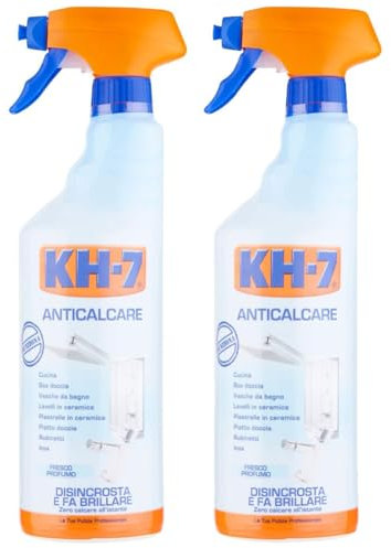 2 x 750 ml KH7 Sgrassatore Anticalcare Spray Super Potente Brilla e Disincrosta per Cucina e Bagno