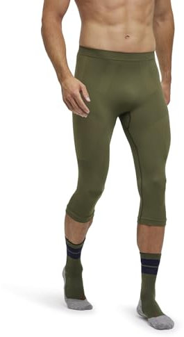 FALKE Herren Baselayer-Hose Warm 3/4 M Ti Funktionsmaterial schnelltrocknend 1 Stück, Grün Herb 7754, L