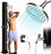 Douche Solaire 40 Litres, Eau Chaude Jusqu'à 60 °C, Température de L'eau Réglable, Douche de Jardin avec Pommeau de Douche Rotatif et Robinet à Pied, Douche Extérieure Pour Jardin, Piscine, Plage