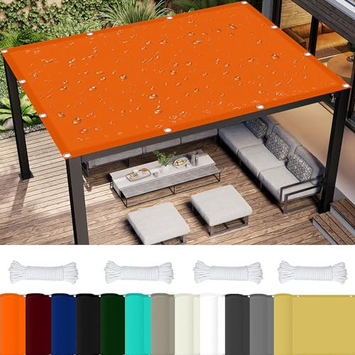 Sonnensegel Balkon 3.5 x 5 m 98% UV Schutz Sonnensegel Terrassenüberdachung mit Ösen Und Kordel,PES Polyester für Garten Balkon Terrasse Camping, Orange