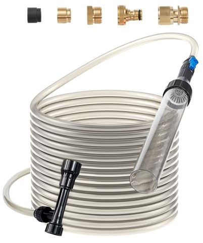 VEVOR Aquarium-Staubsauger, 10 m PVC-Schlauch, Kiesreiniger für Aquarien, Siphon-Aquarienreiniger, 3 Arten von Messingadaptern, zum Reinigen von Kies und Sand im Aquarium