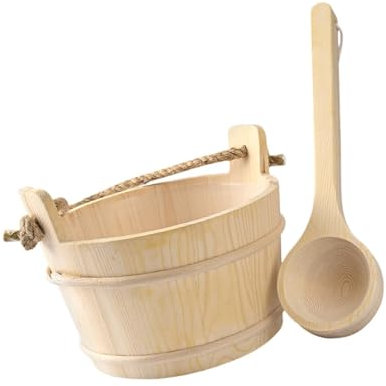 perfk Secchio e mestolo per sauna in legno 4L Secchio da bagno versatile di grande capacità SPA Strumento per sauna a vapore Accessorio SPA per sauna Bagno
