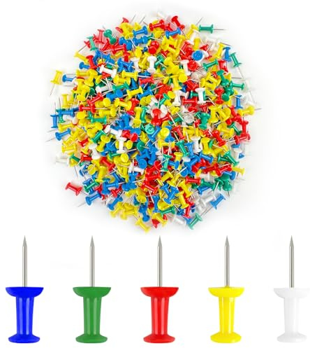 600 Pcs chinchetas para Corcho, chinchetas Decorativas, Multicolor Decorativas, Chinchetas de Mapa/Plástico