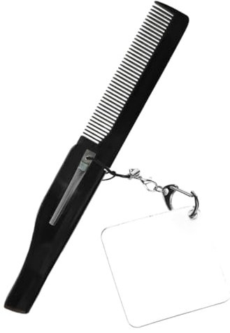 NOLITOY Klappbarer Bartkamm Mit Spiegel Faltbarer Feinzahnkamm Für Männer Kleiner Taschenkamm Mit Quadratischem Spiegel Leicht Zu Verstauen Tragen