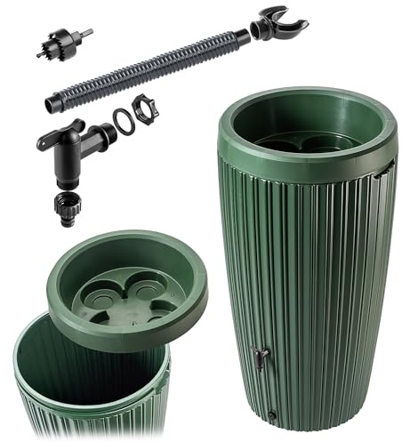 KADAX Récupérateur d'eau de Pluie avec bac à Plantes intégré dans Le Couvercle - 240 l - en Plastique - Réservoir d'eau de Pluie avec Robinet - Résistant au Gel - Vert