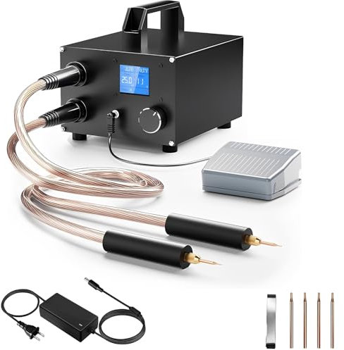 Soldador por Puntos Soldador de Puntos Portátil con Condensador 3000F, 250 Niveles Ajustables, Pantalla LCD de 1,8, Soldador por Puntos para Tiras de Níquel de 0,1 a 0,3 mm