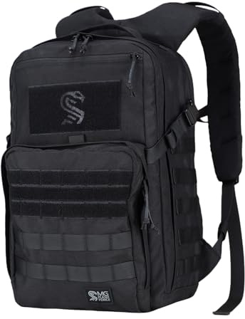 MGFLASHFORCE Molle Military Tactical Backpack for Men, 30L Daypack Army Rucksack Pack, Bug Out Bag, 15.6 Laptop Compartment (Black)