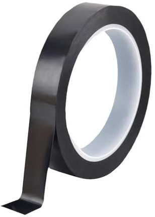 Misuyue Kapton Ruban adhésif antistatique 0,055 mm d'épaisseur pour imprimante 3D, soudure, revêtement en poudre, sublimation et circuits imprimés isolants, noir (12 mm)