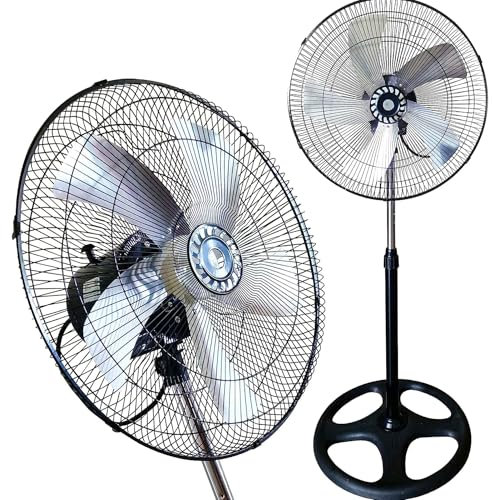 081 Store - Ventilatore a Piantana silenzioso 75W – 5 Pale in Metallo, Diametro 50 cm, Basso Consumo, Oscillazione Orizzontale, Altezza Regolabile fino a 130 cm, 3 Velocità