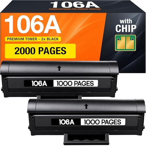 Supply Guy kompatibel med HP 106A Toner för Laser 107W MFP 135wg 137wg 137fnw 137fwg ersätter HP Toner 106A W1106A (2 svarta Toners med Chip)