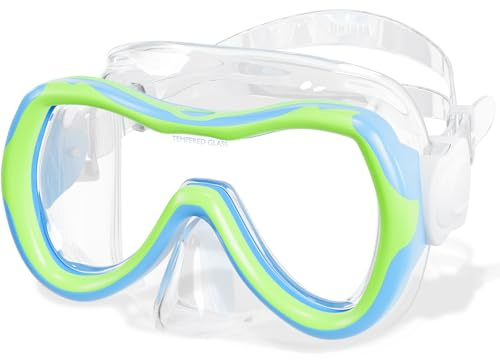 Aegend Kids Swim Mask Goggle, Swimming Goggles with Nose Cover Tempered Glass 180° HD Wide View