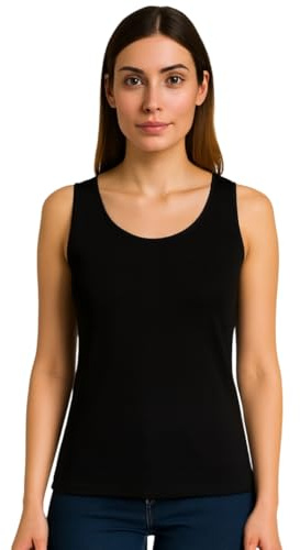 Intimitaly Set 2 Maglie Termiche da Donna, Cotone Puro 100%, Mezze Corte o Spalla Larga, Bordo Raso, Trattamento Termico, Felpatura Soffice Bianche e Nere (2 Nere Spalla Larga, L)