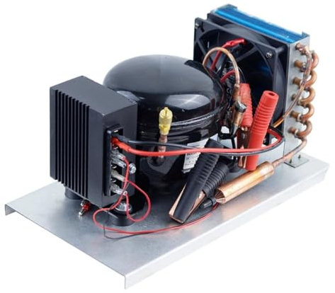 ZMLMAJJ Condensatore Compressore DC BD25HC con Termostato, 12V/24V, Frigorifero for Auto, Congelatore Solare, Frigorifero Marino