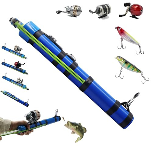 Canna Da Pesca Con Catapulta, Mulinello Da Pesca Con Fionda, Attrezzi Portatili Per La Pesca Con Esche Artificiali, Fionde Da Caccia Portatili, Acqua Salata E Acqua Dolce (Blu)