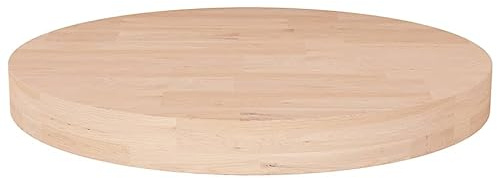 ULUYYUC Tischplatte rund 30x4 cm aus unbehandeltem Eichen-Massivholz Massivholzplatte für Couchtisch Beistelltisch oder Schreibtischplatte Modernes Design für Wohnzimmer Küche und Büro