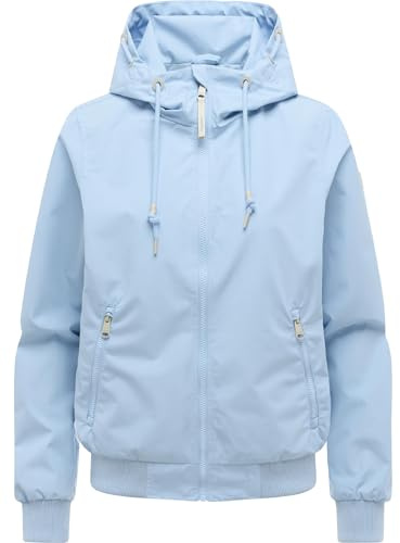 Ragwear lätt övergångsjacka för kvinnor, vattentät och ventilerande funktionell jacka, kort med huva, Oggie YOUMODO XS-6XL, Arctic Blue26, L