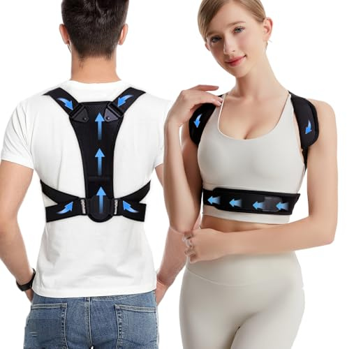 Prety Correcteur de Posture Réglable Unisexe Homme Femme-Redresseur De Dos Respirant Invisible-Pour Soulager les Douleurs du Dos,des Épaules et du Cou-Maintien Postural Idéal Bureau Maison Sport