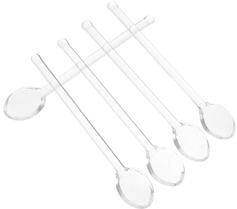 Zerodeko Cucharas para Espresso de Vidrio Borosilicato 13 CM Juego de 5 Piezas para Remover Café y Miel Aptas para Lavavajillas