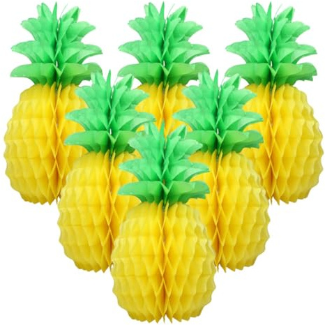Goiern 6 Piezas Bolas de Papel de piña, decoración de Papel con piñas para Fiesta, decoración de Verano Estilo Hawaiano, decoración de Mesa veraniega, decoración de Papel para cumpleaños,
