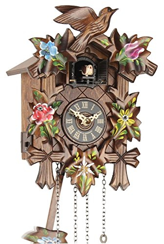 Eble 23137 - Reloj de cuco (madera, funciona con pilas, 5 hojas, pintado, 25 cm)
