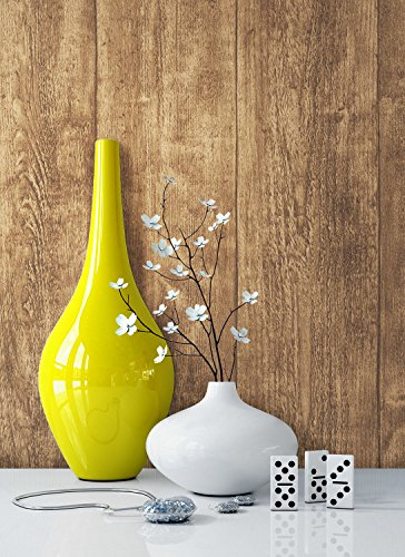 NEWROOM Papier peint Marron Poutre en Bois Intissé - Maison de Campagne Bois Bandes Nature