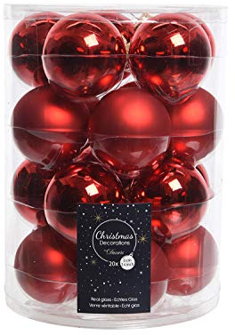 20 Christbaumkugeln Glas 6cm Rot