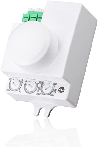 POPP® Electric Interruptor por Detección Sensor Regulable de Movimiento por Microondas de Superficie IP20, MAX. 360º 2-18m, Tiempo 10sec±3sec-12min±1min, Altura (Pack 1 Unidad)