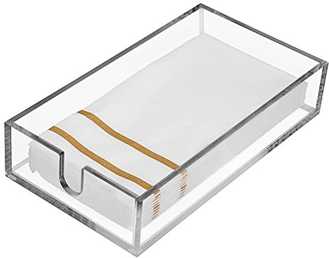 Acrylic Napkin Holder - Clear Modern Design, Acrylic Hand Towel Holder for Bathroom, Kitchen, Guest Towel Tray Perfect for Disposable Paper Hand Towels & Bathroom Accessories.