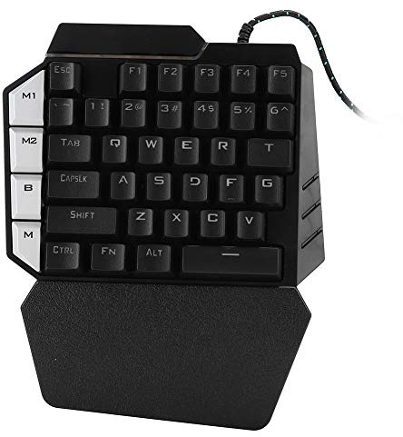 Teclado Gaming de Una Sola Mano, Mini Teclado Portátil de 38 Teclas con Tecla M Independiente, Plug and Play, Mecánico para Juegos como PUBG, Ideal para Gamers