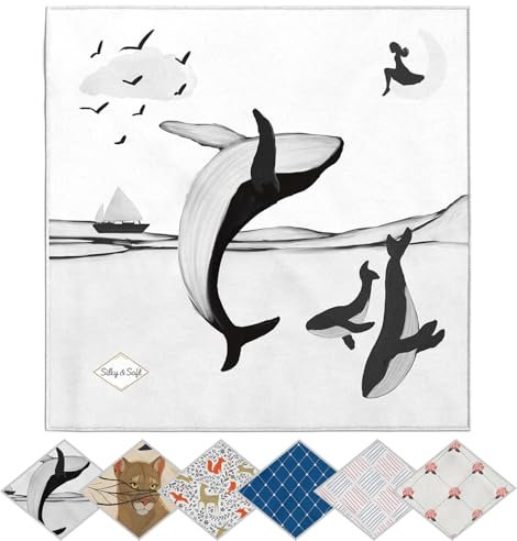 POPNWOW Mikrofaser Reinigungstuch, Brillenputztuch Optikerqualität 30x30cm, Microfiber Cleaning Cloths für Brille, Kamera, Objektiv, Handy, Tablet, Display, Glas (Wal)