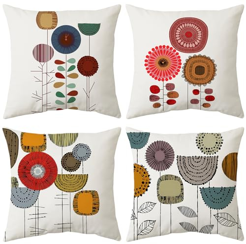 Bestash Kissenbezug 45x45 4er Set Kissenbezüge Samtkissen Kissenbezug Modern Zierkissen Sofakissen Dekokissen für Wohnzimmer Sofa Schlafzimmer（Blume）