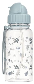 Tutete Gourde Enfant avec Paille Douce Rétractable | Bouteille d'Eau Tritan 500ml Sans BPA, Lavable au Lave-Vaisselle, Poignée de Transport et Bouchon Anti-Fuite Facile à Ouvrir | Leaves Blue