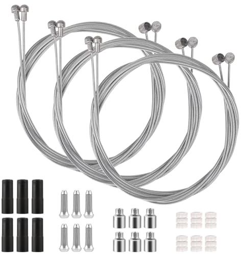 6 Stück Fahrrad Bremszug Schaltzug Bremszug Rennrad Universal Schaltkabel Fahrrad austauschbares Bremsinnenkabel Standard-Fahrradbremskabel mit Kabelkappen-Endcrimp-Zubehör Fahrrad Gangseil für Mounta