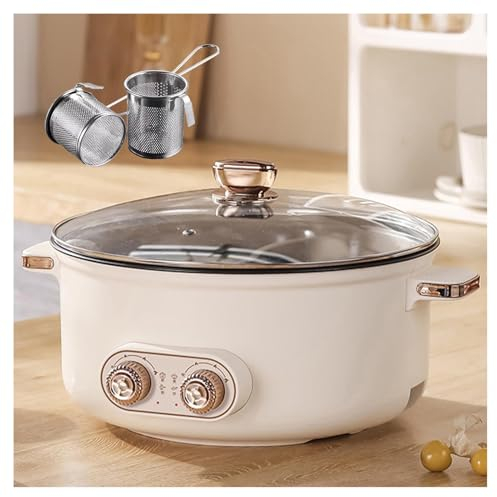 Appareil Fondue Chinoise , Double Interrupteur de Commande Multi-Fonctions RevêTement AntiadhéSif Epuisette Fondue Chinoise , IdéAl Pour Les RéUnions De Famille (avec 2 Filets Non éTanches) ,6.5L