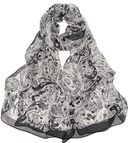Bufanda De Gasa Para Mujer - Bufandas De Mujer Con Flores De Anacardo, Bufandas De Cuello De Gasa Suaves Y Largas Elegantes De Moda, Chales Grandes Y Livianos Envolturas Bufandas De Mujer Regalos,Ne