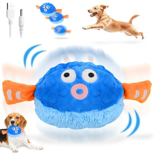 xinrongda Bewegendes Hundespielzeug, Interaktives Hunde Ball Spielzeug, Aktives Bewegliches Haustier Plschspielzeug, Hundeball Elektrisch Futter Ball mit Klang und Hüpferei für Hunde Katzen(A)