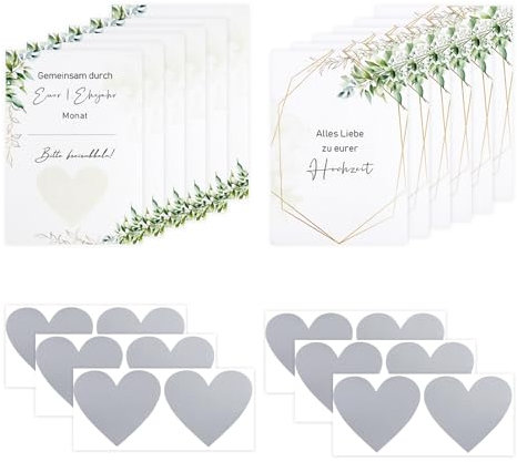 HJJMN 12 Stück Hochzeit Handgefertigte Rubbelkarte, Diy Rubbelkarten Set, Rubbellose Selber Machen für Hochzeit Party