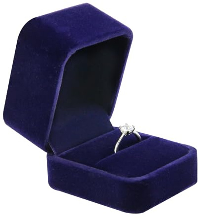 Bototack Velvet Ring Box for Engagement, Wedding and Anniversary - Small Jewellery Gift Box for Proposal, Valentine's Day (Navy Blue)