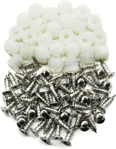 100 Pcs Silver Plastic Hinge Dowel Inserts Kit Toothed Machine Thread Opening Plastic Dowel Screws (4x10mm)